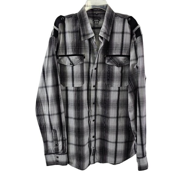 Southpole Premium Western Wear Snap Buttons Long Sleeve Shirt w/ Pockets – 4XL - Picture 9 of 15